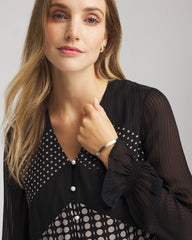 Chico's Georgette Polka Dot Blouse BLACK