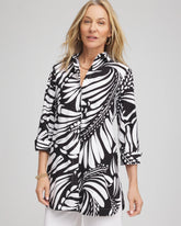 Chico's No Iron™ Printed Palms Button Down Tunic BLACK