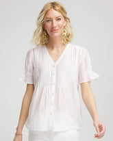 Chico's Pleated Cotton-Silk Shirt ALABASTER
