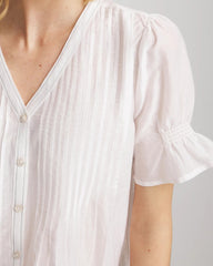 Chico's Pleated Cotton-Silk Shirt ALABASTER