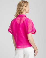 Chico's Deco Burnout Shirt CRUSHED BERRIES