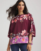 Chico's Printed Boatneck Pullover Poncho DEEP CHIANTI