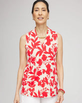 Chico's Floral Sleeveless V-Neck Tunic GLISTENING SAND