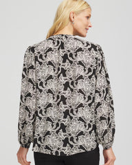 Chico's Caviar Bead Georgette Blouse BLACK