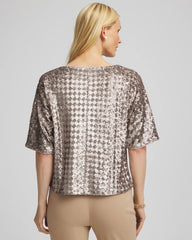 Chico's Art Deco Dolman Sequins Tee GOLD