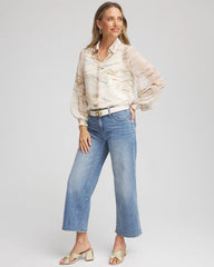 Chico's Georgette Blouson Sleeve Blouse ECRU