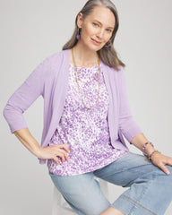 Chico's Animal Print Bateau-Neck Pima Tee PLUM SHADE