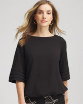 Chico's Boatneck Bubble-Hem Top BLACK