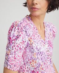 Chico's Animal Print Slub Henley Tee ALABASTER