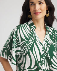 Chico's Palm Print Tie-Front Silky Top PALM LEAF
