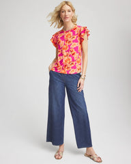 Chico's Touch of Cool™ Tropical Flutter Sleeve Tee CRUSHED BERRIES