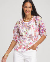 Chico's Floral Dolman Sleeve Knit Top ALABASTER