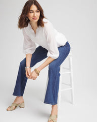 Chico's Embroidered Cutout Blouse ALABASTER