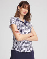 Chico's Zenergy® UPF Dots Mockneck Short-Sleeve Top PASSPORT BLUE