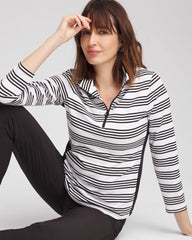 Chico's Zenergy® UPF Stripe Long Sleeve Top BLACK