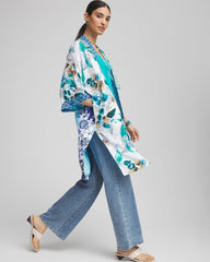 Chico's Island Motif Long Kimono TEAL WATERS