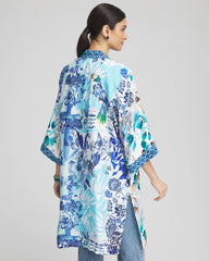 Chico's Island Motif Long Kimono TEAL WATERS