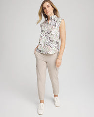 Chico's Zenergy® UPF Floral Shirt TIBET TAUPE