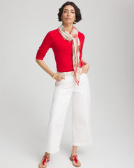 Chico's Everyday 3/4 Sleeve V-Neck Tee RED GLOW