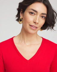 Chico's Everyday 3/4 Sleeve V-Neck Tee RED GLOW