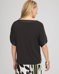 Chico's Jersey & Satin Dolman Tee BLACK
