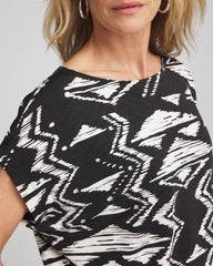 Chico's Travelers™ Crinkled Knit Geo-Print Top BLACK
