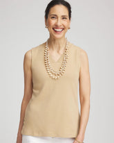 Chico's Sleeveless V-Neck Button Tank CAFE AROMA