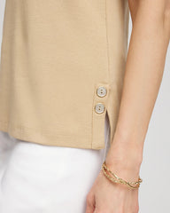Chico's Sleeveless V-Neck Button Tank CAFE AROMA