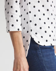 Chico's Polka-Dot Slub Scoop-Neck Tee ALABASTER