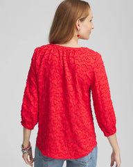 Chico's Embellished Valentine's Day Blouse LOVE LETTER RED