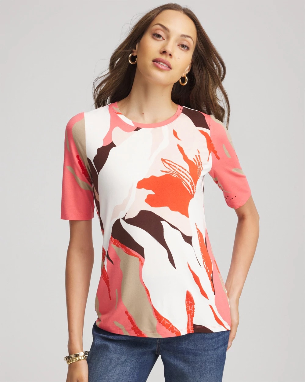 Chico's Touch of Cool™ Elbow-Sleeve Perfect Tee SIESTA ROSE