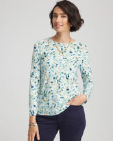 Chico's Printed Touch of Cool™ Layering Tee BLUE MENTHE