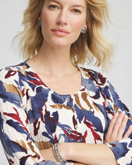 Chico's Printed Textured Scoopneck Cardigan ECRU