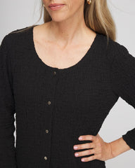 Chico's Textured Scoopneck Cardigan BLACK