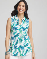 Chico's Island Slub Sleeveless Collared Tunic ALABASTER