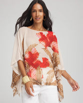Chico's Floral Chiffon Pull-Over Poncho GLISTENING SAND