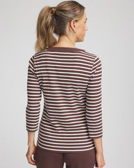 Chico's Zenergy® Ribbed Striped Henley Tee ESPRESSO