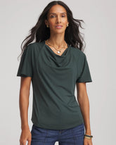 Chico's Jersey Knit Cowlneck Tee DARKEST SPRUCE
