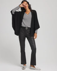 Chico's Crepe Open-Front Ruana BLACK