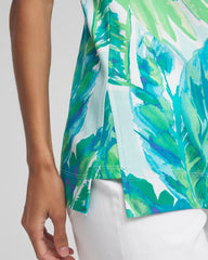 Chico's Tropical Pima Sleeveless V-Neck Tunic TEAL WATERS