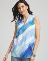 Chico's Ocean Pima Sleeveless V-Neck Tunic RICH COBALT