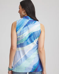 Chico's Ocean Pima Sleeveless V-Neck Tunic RICH COBALT