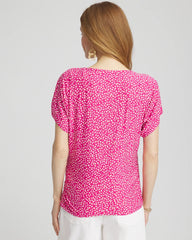 Chico's Touch of Cool™ Cheetah Ruched Banded Hem Top CRUSHED BERRIES