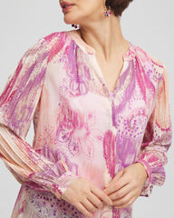 Chico's Georgette Pintuck Blouse PURPLE CLOVER