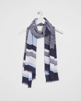 Chico's Printed Woven Oblong Scarf PASSPORT BLUE