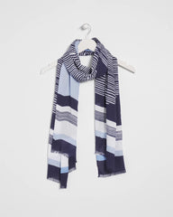 Chico's Printed Woven Oblong Scarf PASSPORT BLUE