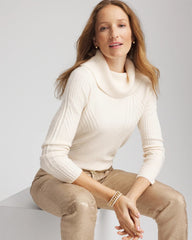 Chico's Ribbed Cowlneck Sweater ENGLISH CREAM