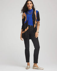 Chico's Ella Colorblock Cardigan Sweater BLACK