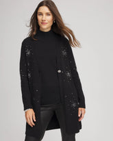 Chico's Rhinestone Embellished Cardigan BLACK