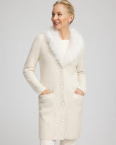 Chico's Fur Trim Cardigan ENGLISH CREAM